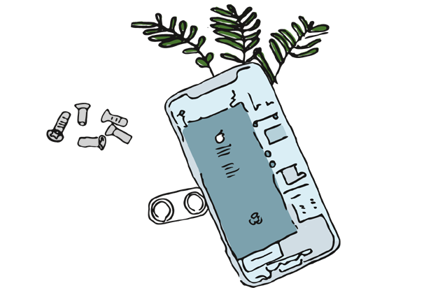 Smartphone mit Schrauben